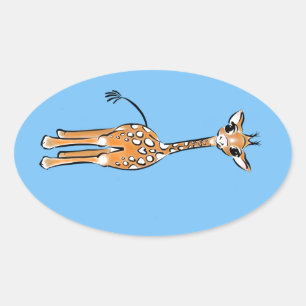 Adesivo Oval Baby Giraffe - azul