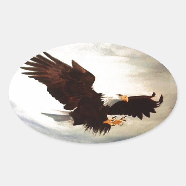 Adesivo Oval Bald Eagle Soaring (Frente)