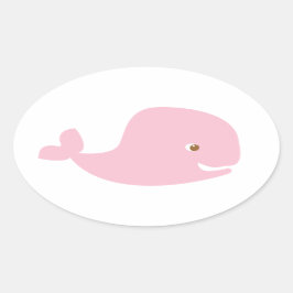 Adesivo Oval Baleia-Bebê Rosa - É uma Rapariga