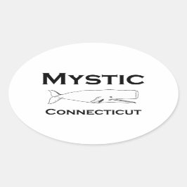 Adesivo Oval Baleia-Vintage de Connecticut místico