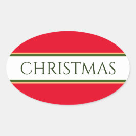 Adesivo Oval Bandas brancas verdes brilhantes do NATAL
