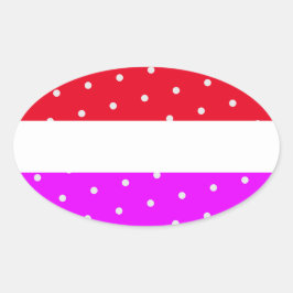 Adesivo Oval Bandas Brilhantes Polka Dotadas Tiras Brancas Rosa