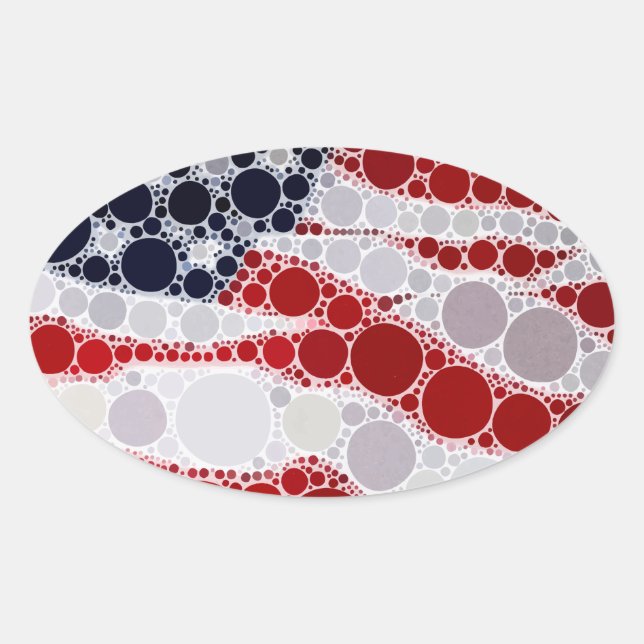 Adesivo Oval Bandeira Americana Patriótica Única (Frente)