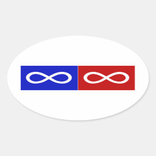 Adesivo Oval Bandeira azul & vermelha de Métis