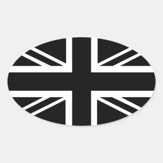 Adesivo Oval Bandeira BLack & White Classic Union Jack British(