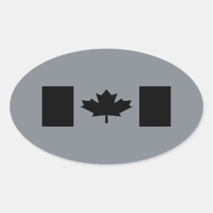 Adesivo Oval Bandeira Canadense em Decor Negro