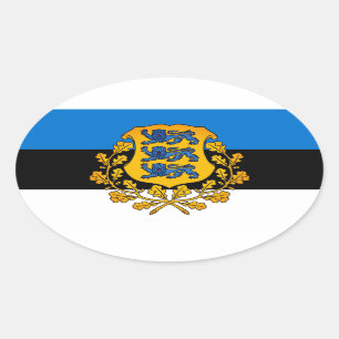 Adesivo Oval Bandeira/casaco de armas da Estônia