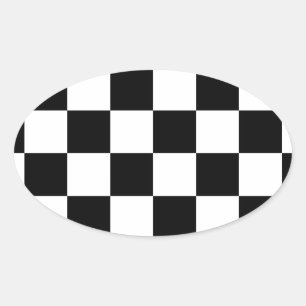 Adesivo Oval Bandeira Checkered que compete o tabuleiro de