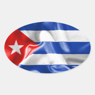 Adesivo Oval Bandeira Cuba
