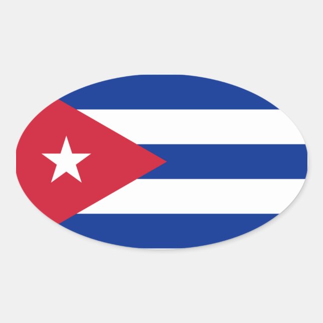 Adesivo Oval Bandeira Cuba/Cuba (Frente)