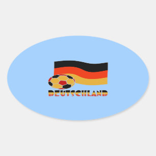 Adesivo Oval Bandeira da Alemanha e Bola de Futebol Borda Cinza