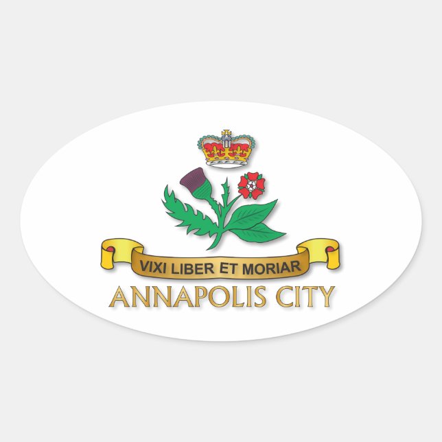 Adesivo Oval Bandeira da cidade de Annapolis (Frente)