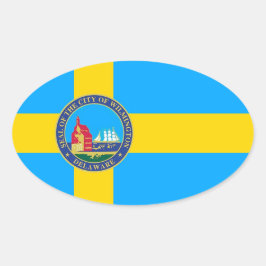 Adesivo Oval Bandeira da cidade de Wilmington, Delaware
