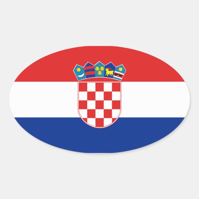 Adesivo Oval Bandeira da Croácia (Frente)