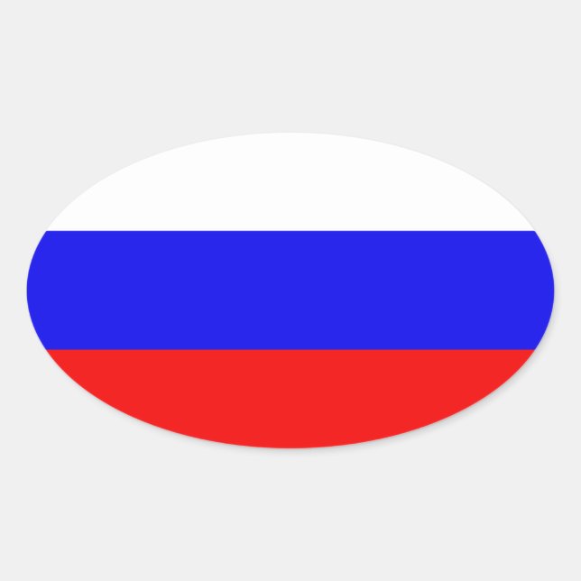Adesivo Oval Bandeira da Federação Russa (Frente)