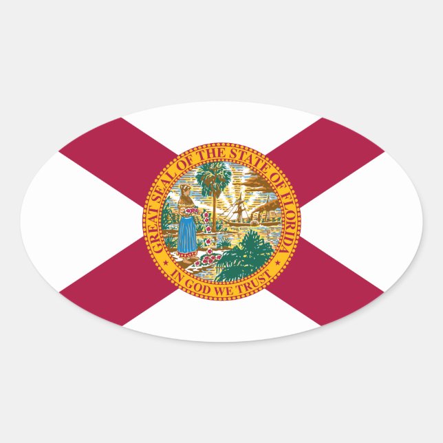 Adesivo Oval Bandeira da Flórida (Frente)