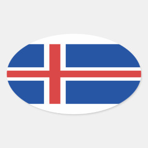 Adesivo Oval Bandeira da Islândia
