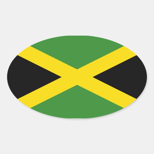 Adesivo Oval Bandeira da Jamaica (Frente)