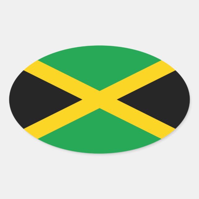Adesivo Oval Bandeira da Jamaica (Frente)