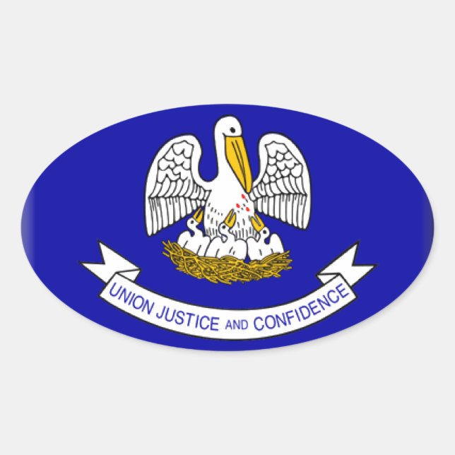 Adesivo Oval Bandeira da Louisiana (Frente)