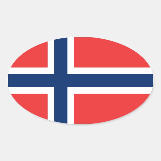 Adesivo Oval Bandeira da Noruega/Noruega (Frente)