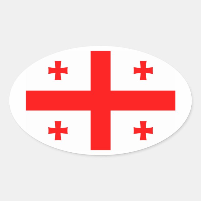 Adesivo Oval Bandeira da República da Geórgia (Frente)