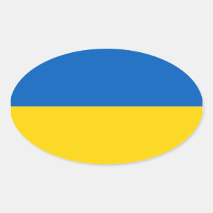 Adesivo Oval Bandeira da Ucrânia