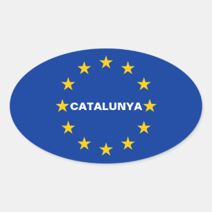 Adesivo Oval Bandeira da União Europeia de QUATRO Catalonia