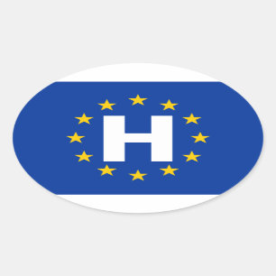 Adesivo Oval Bandeira da União Europeia de QUATRO Hungria "H"