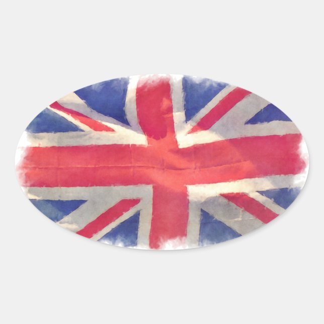 Adesivo Oval bandeira da União ou União Jack Patriota Britânico (Frente)