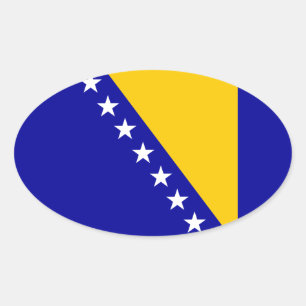 Adesivo Oval Bandeira de Bósnia e de Herzegovina