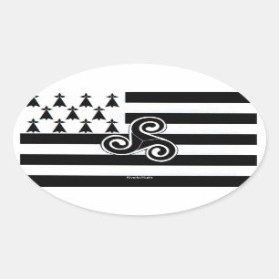 Adesivo Oval Bandeira de Brittany (bretão)