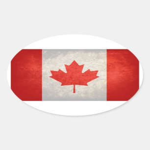 Adesivo Oval Bandeira de Canadá