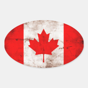 Adesivo Oval Bandeira de Canadá