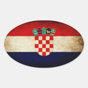 Adesivo Oval Bandeira de Croatia