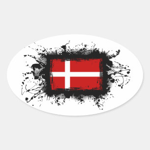 Adesivo Oval Bandeira de Dinamarca