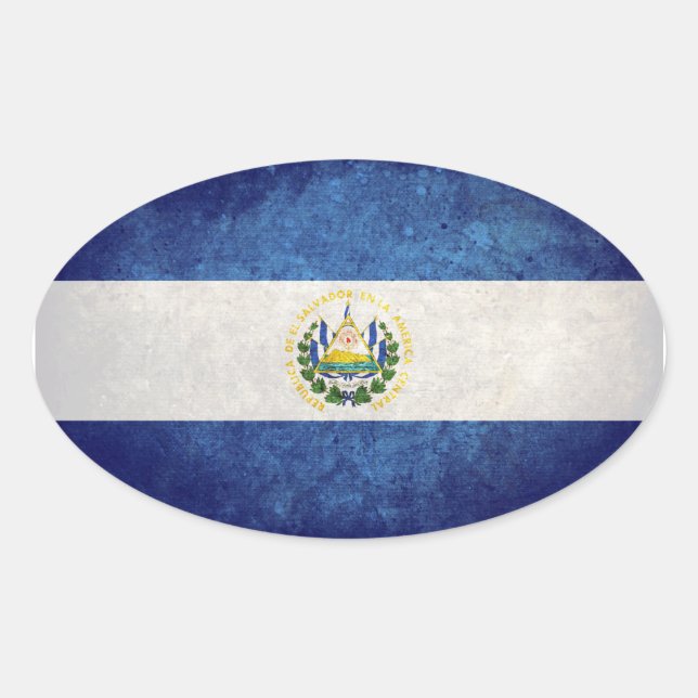 Adesivo Oval Bandeira de El Salvador (Frente)