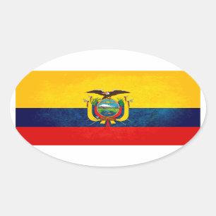 Adesivo Oval Bandeira de Equador