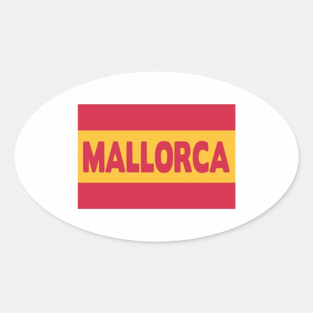 Adesivo Oval Bandeira de Espanha de Maiorca (Frente)