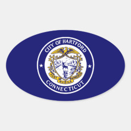 Adesivo Oval Bandeira de Hartford, Connecticut