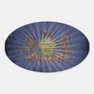 Adesivo Oval Bandeira de madeira áspera de Pensilvânia