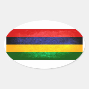 Adesivo Oval Bandeira de Maurícia
