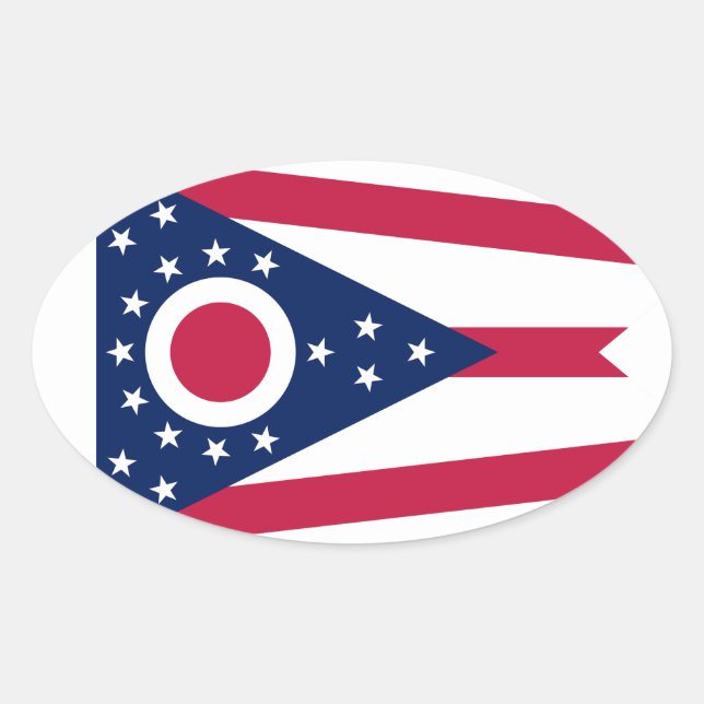 Adesivo Oval bandeira de Ohio (Frente)