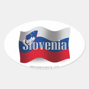 Adesivo Oval Bandeira de ondulação de Slovenia