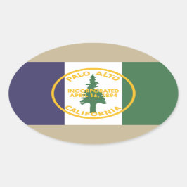Adesivo Oval Bandeira de Palo Alto, Califórnia