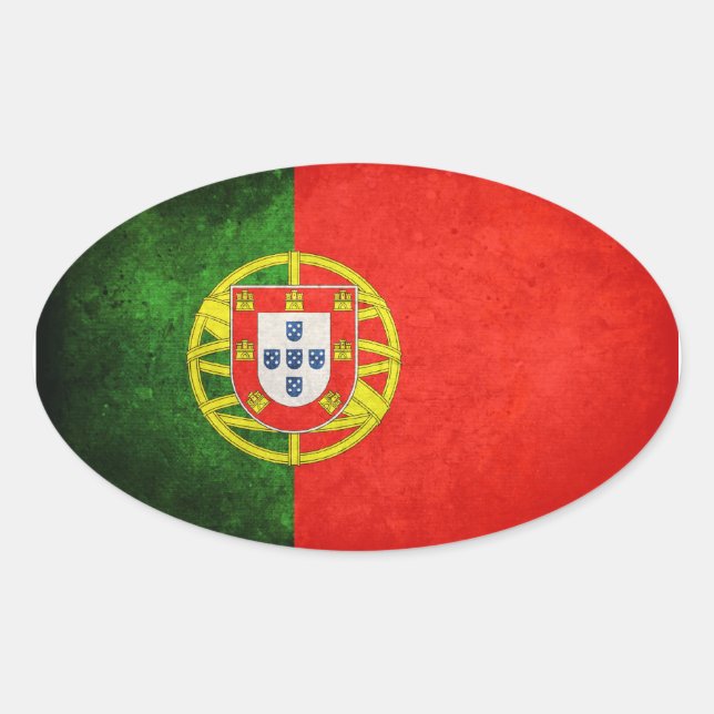 Adesivo Oval Bandeira de Portugal (Frente)