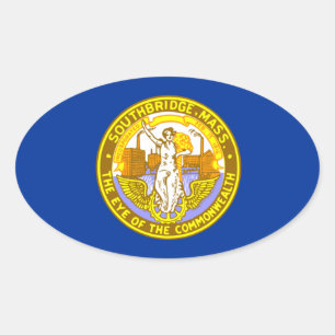 Adesivo Oval Bandeira de Southbridge, Massachusetts