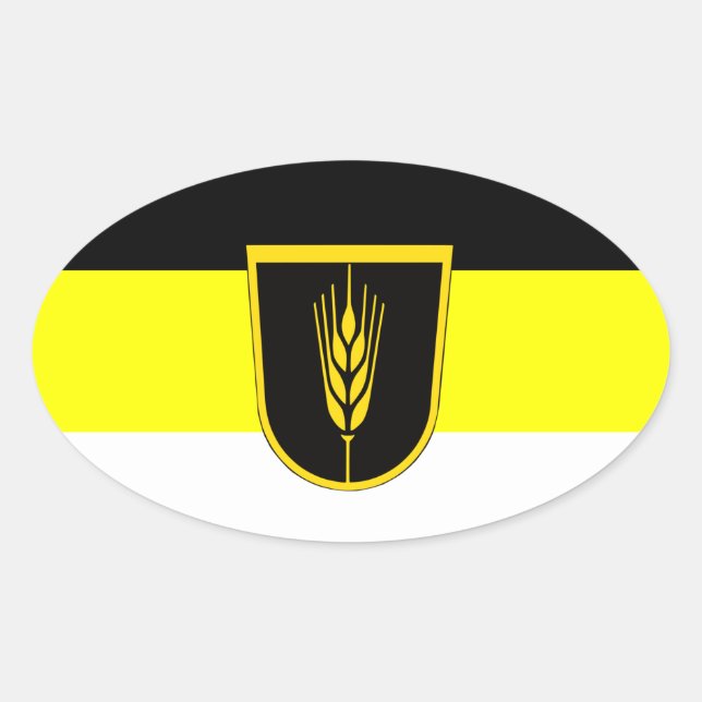 Adesivo Oval Bandeira de Wolgadeutsche (versão em preto/amarelo (Frente)