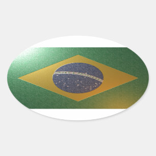 Adesivo Oval Bandeira do Brasil Metalizada