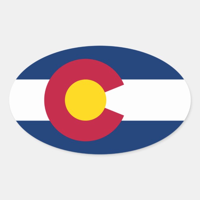 Adesivo Oval Bandeira do Colorado (Frente)